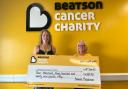 Amanda handed over a cheque for £4,329.83 on Monday morning to Maisie McCormick who is the community fundraising manager at the Beatson Cancer Charity