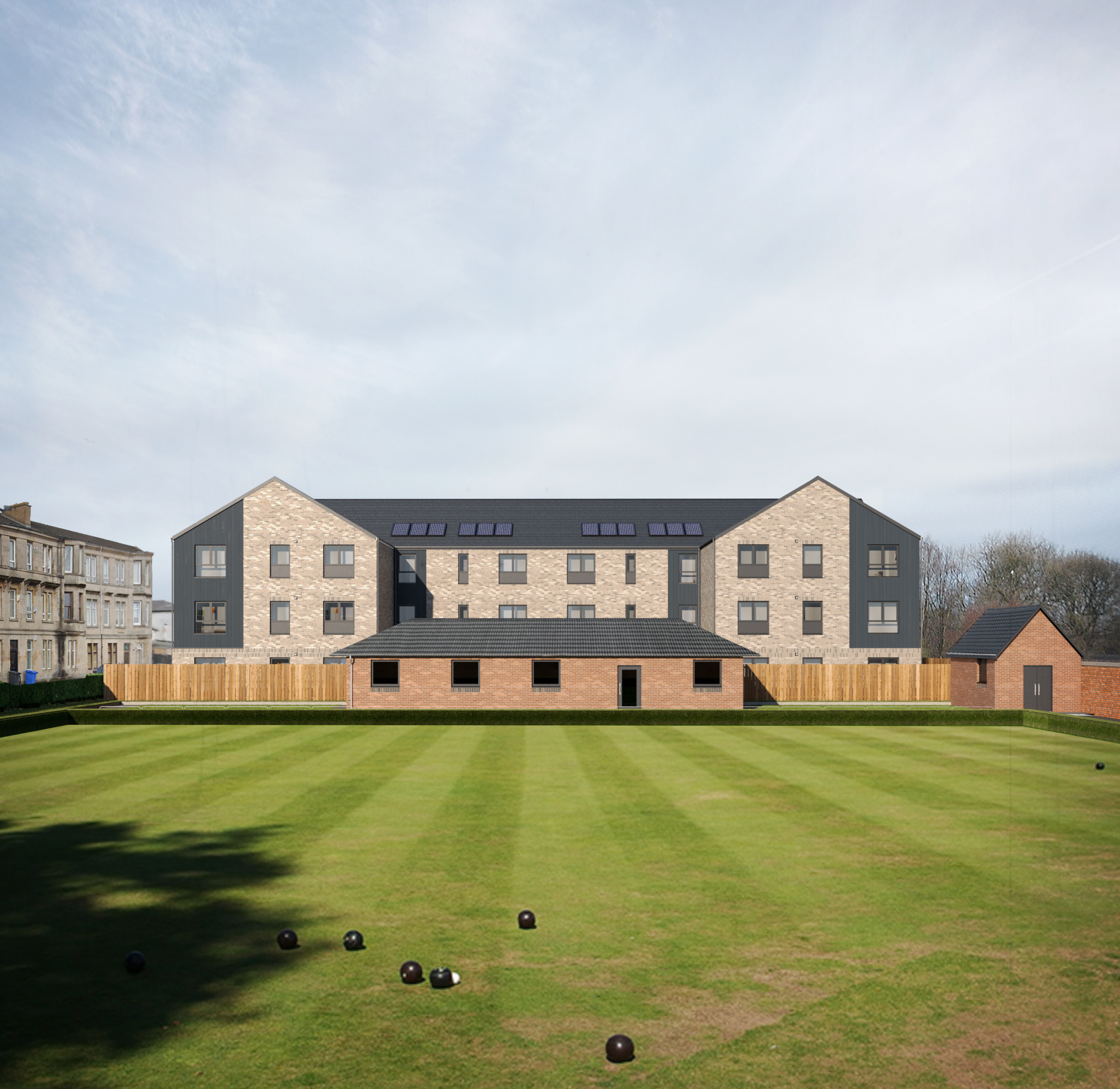 A view of how the flats would look from the remaining bowling green