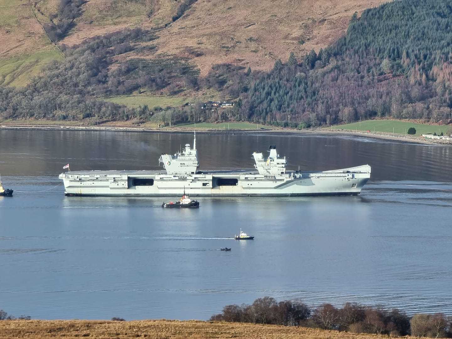 HMS Queen Elizabeth in Loch Long in March (Pic - Michael Hosie)