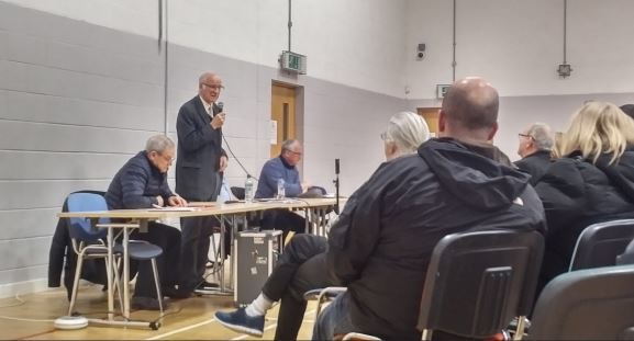 Gil spoke to residents of Whitecrook at a meeting about aircraft noise - an issue on which he plans to keep campaigning after he retires