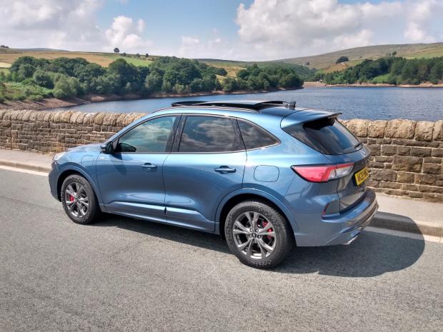 Clydebank Post: The Ford Kuga Phev pictured in West Yorkshire surroundings 