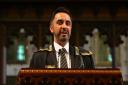 Aamer Anwar pictured making a speech after he was installed as Rector of the University of Glasgow...   Photograph by Colin Mearns.19 April 2017.