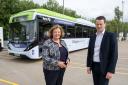 Transport Minister Fiona Hyslop and First Bus Scotland MD Duncan Cameron