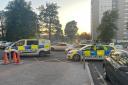 Police cars at the scene in Glasgow