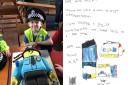 Thomas had the best cake to tempt police to visit along with his note