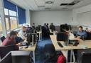 Students taking part in the hackathon at West College Scotland's Clydebank campus