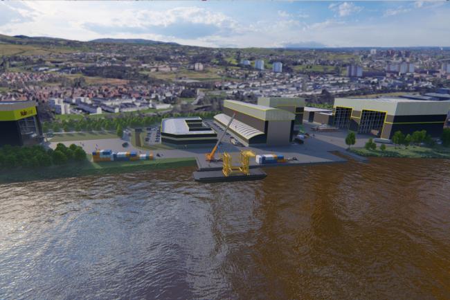 A computer-generated image of what the Scottish Marine Technology Park could look like when work is complete (Credit: Malin Group)