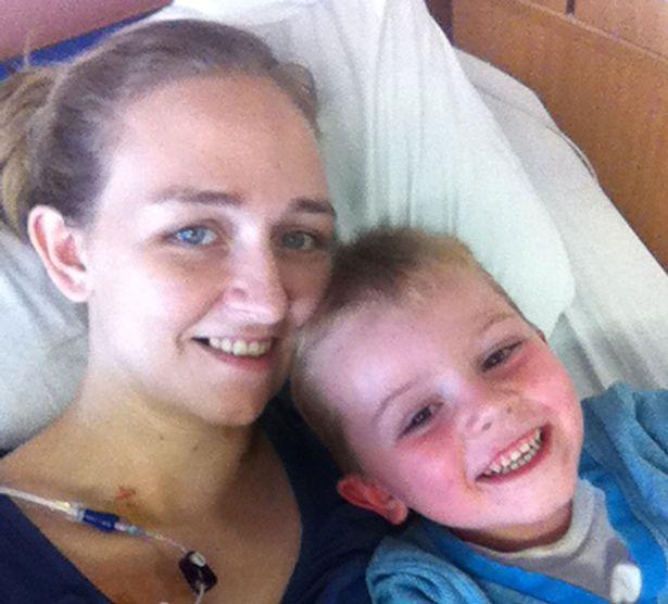 Clydebank Post: Charlene in hospital with son Hayden before she developed amyloidosis
