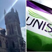 West Dunbartonshire Council Offices, and Unison flag