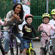 Shanaze Reade with some of Drumchapel’s young cyclists