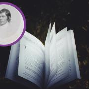 Background - an open book (Canva) Foreground - A portrait of Robert Burns (PA)