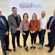 Martin Docherty-Hughes MP, MSP Marie McNair, Carol Monaghan MP and Gavin Newlands MP. With them are Chair Archie Hunter (left) and Ronald Leitch, the airport’s Operations Director (right).