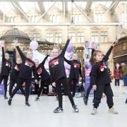 Members of Corpus Christi Elite Dance Team performing at Glasgow Central Station on Tuesday, December 12