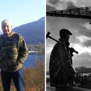 Gordon (left) wants a permanent monument to Clydebank shipbuilders (right)