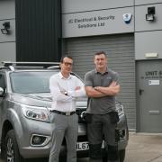 Damon Scott, CEO Dunbartonshire Chamber of Commerce (left) and John Cooper of JC Electrical and Security Systems (right)