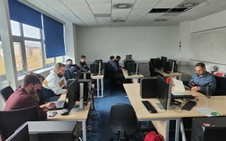 Students taking part in the hackathon at West College Scotland's Clydebank campus