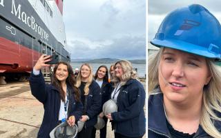 Beth Atkinson, right, was joined by other Ferguson female apprentices for the launch of MV Glen Rosa